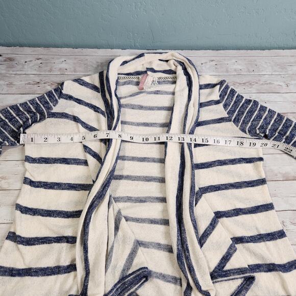 Anthropologie Mauve Slub Knit Striped Open Cardigan Sweater Size Large - Picture 5 of 6